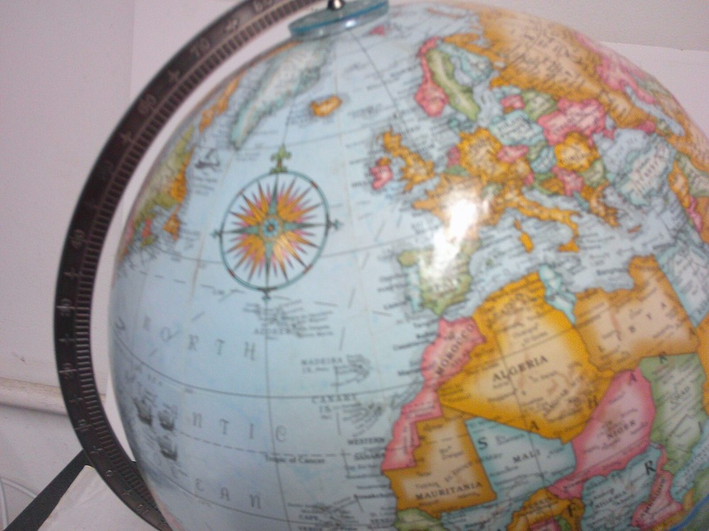 Replogle 12" Diameter World Classis Light Blue Globe Brushed Nickle Metal Base