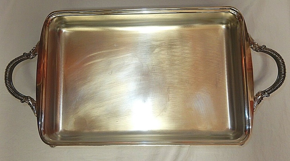 TOWLE RECTANGULAR SILVER PLATED FOOTED ELECTRIC CHAFING DISH (NO GLASS INSERT)