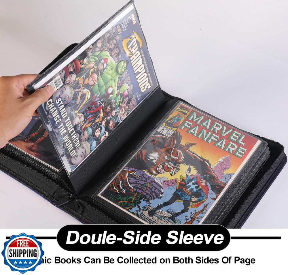 D DACCKIT Comic Binder，Comic Book Album with Sleeves Fits Regular