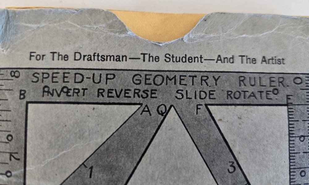 Speed-Up Geometry Ruler, Booklet, Engineering Compass, Protractor- Math Vtg