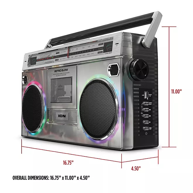 ION Audio Retro Glow Boombox with Cassette Player and Radio - ION RETROGLOW