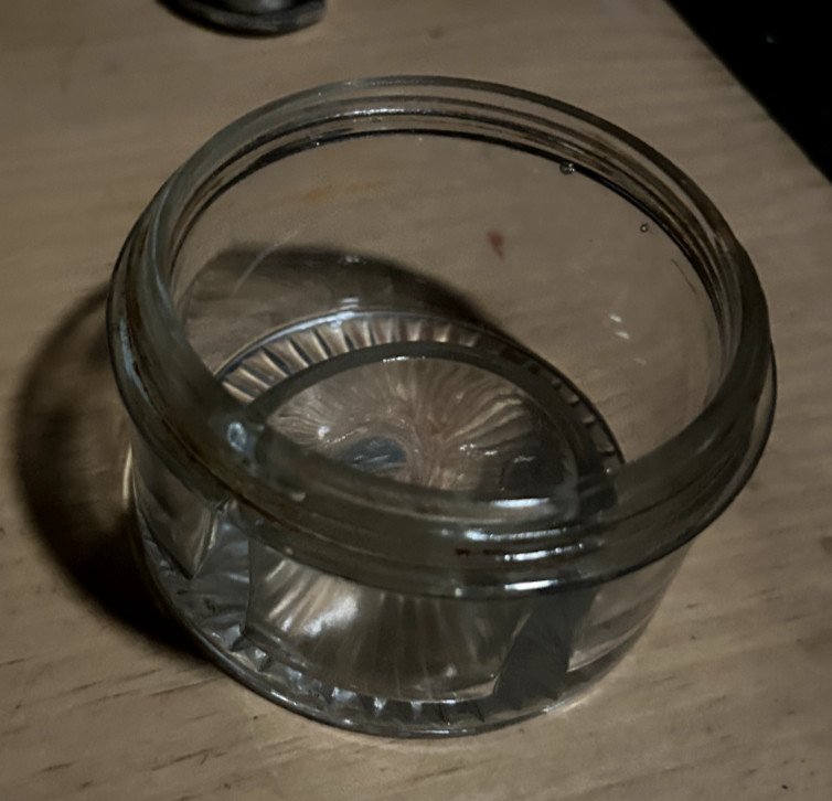 Rexall Vintage Glass Inkwell Apothecary Jar with Metal Lid, Used