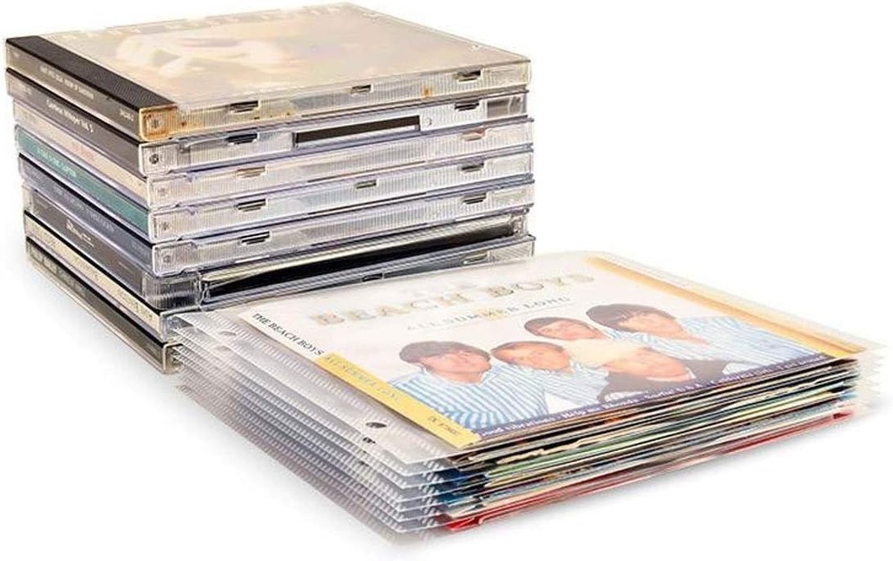 CD Storage Bundle Pack – 100 Transparent Protective CD Sleeves & 4 Black 2-Ring