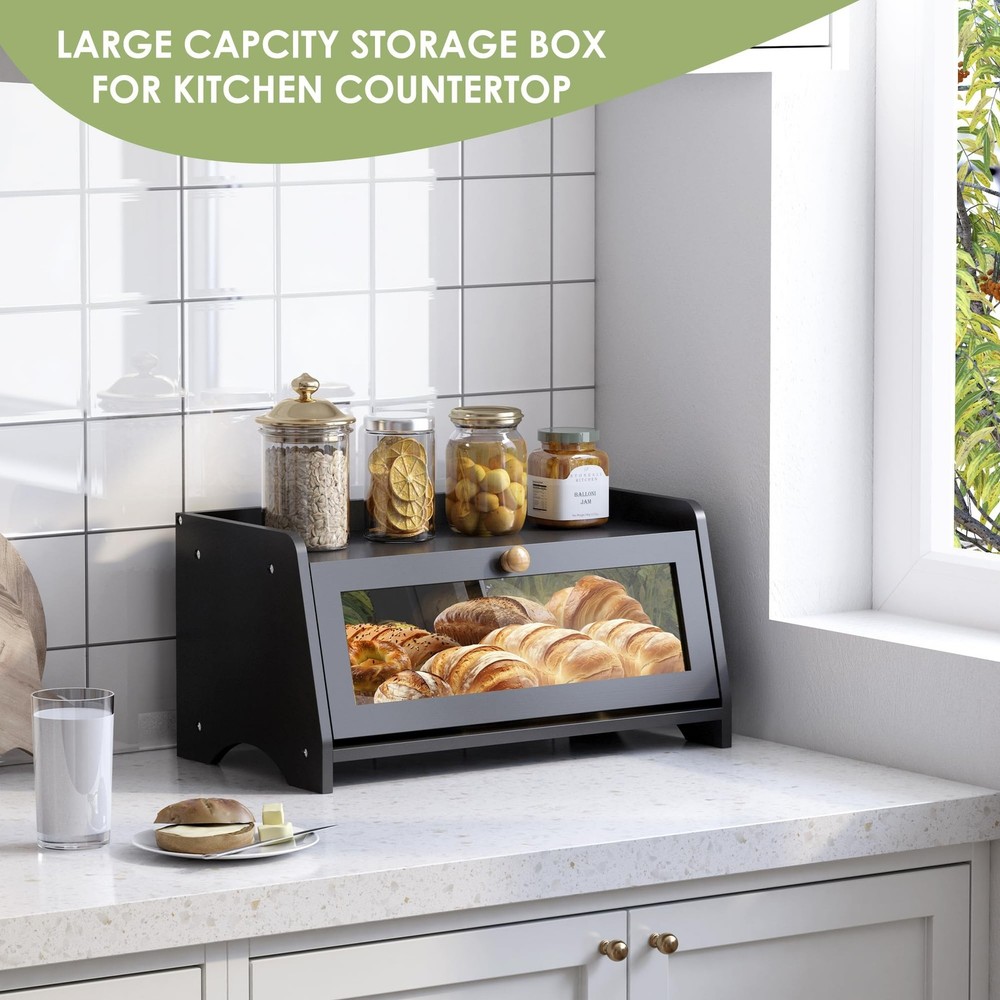 JANSNIMEN Bread Box for Kitchen Countertop, Large Bread Container Storage, Wo...