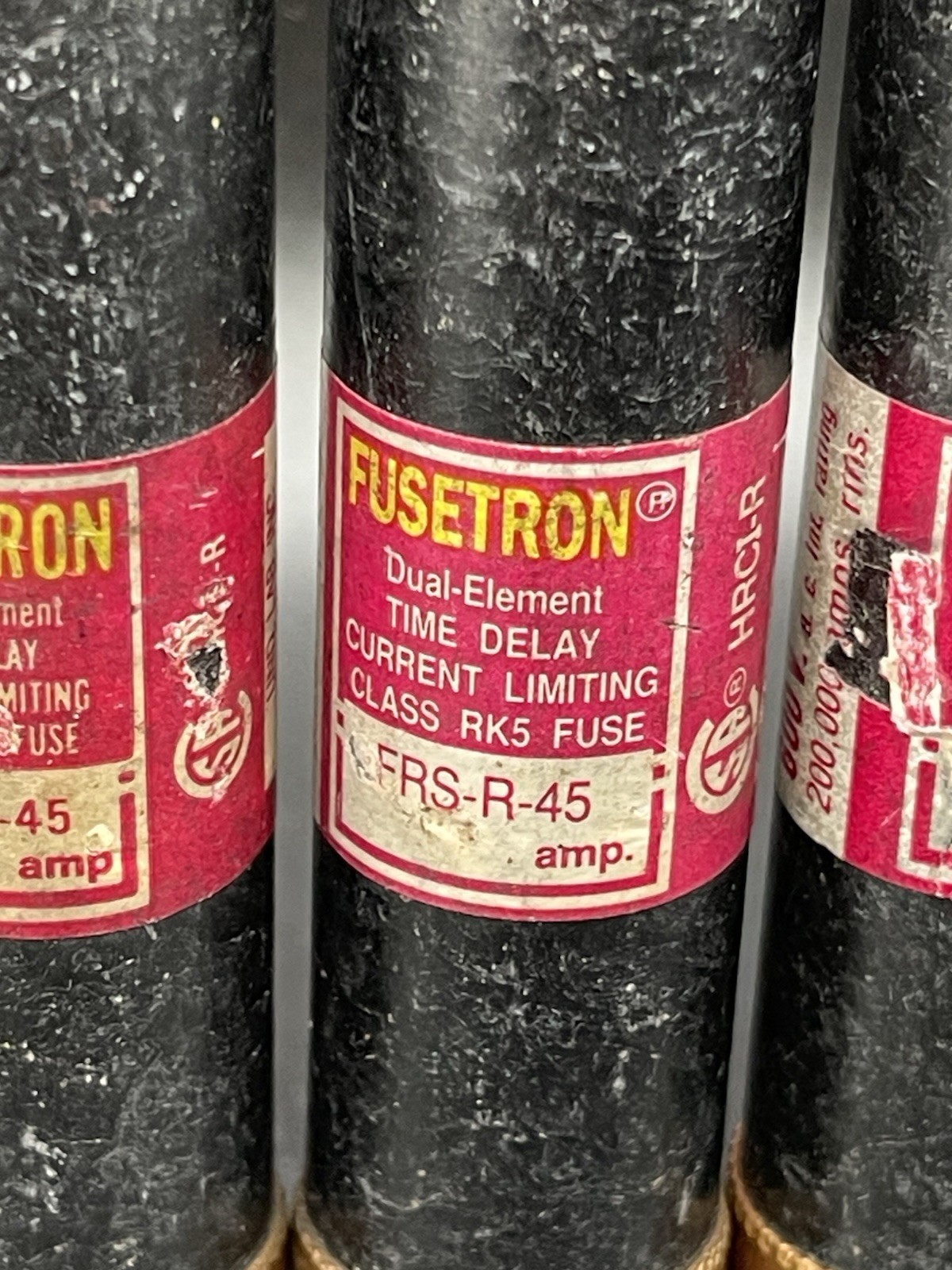 (3) Bussmann FRS-R-45 FRS-R 45 Amp Fuses 600 Vac Class RK5, Current Limiting