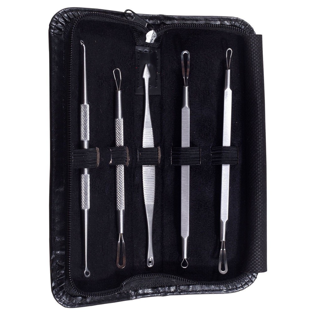 Dolabey Blackhead Pimples Acne Blemish Comedone Extractor Solid Stick 5 Tool Set