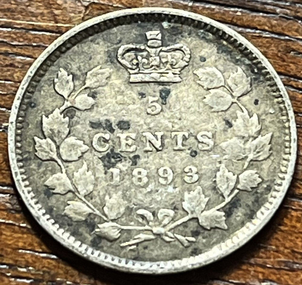 1893 Canada Silver 5 Cent Fish scale