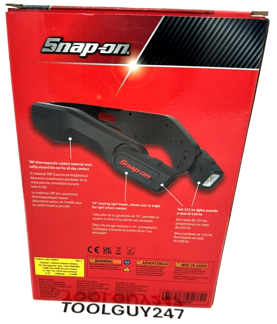 SNAP ON ECHDF042 B HIGH-TECH HEADLAMP LIGHT BLACK 450 LUMENS Rechargeable NEW