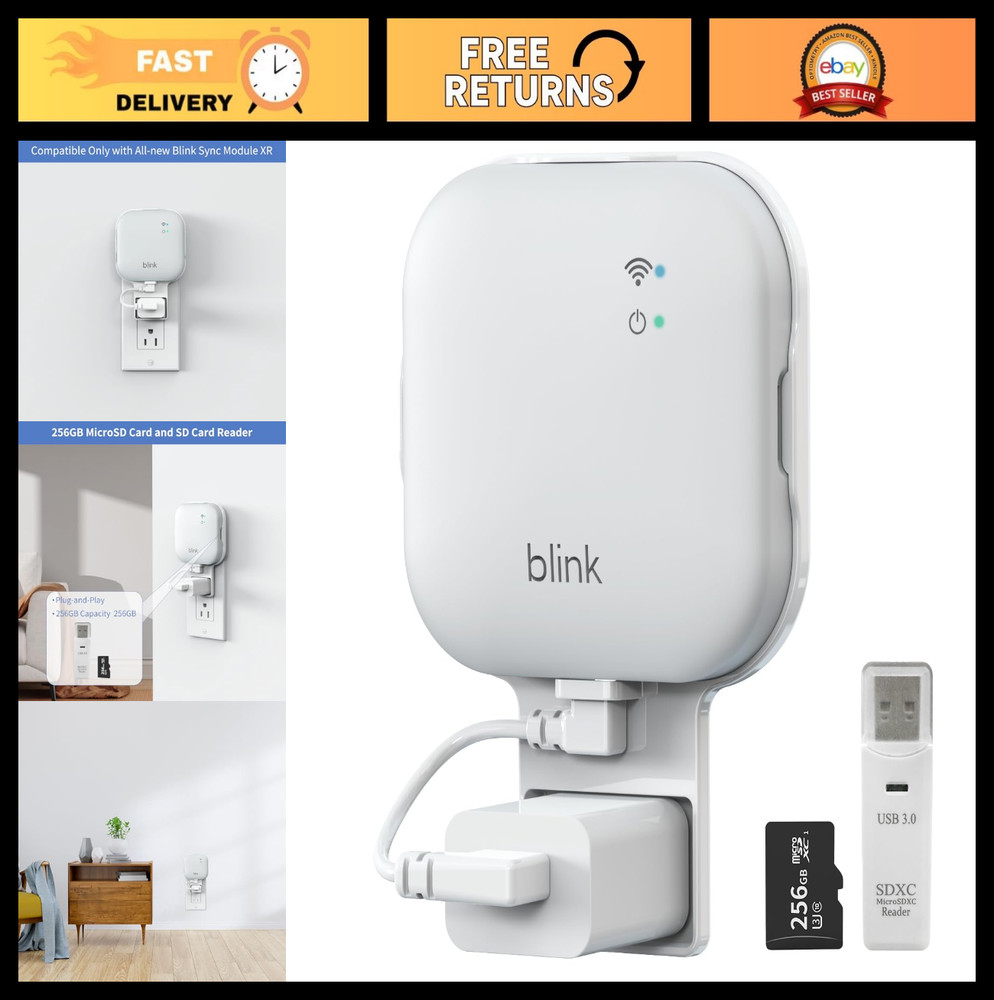 256GB MicroSD Card & Sync Module Mount, No-Drill for Blink Security Cameras, USB
