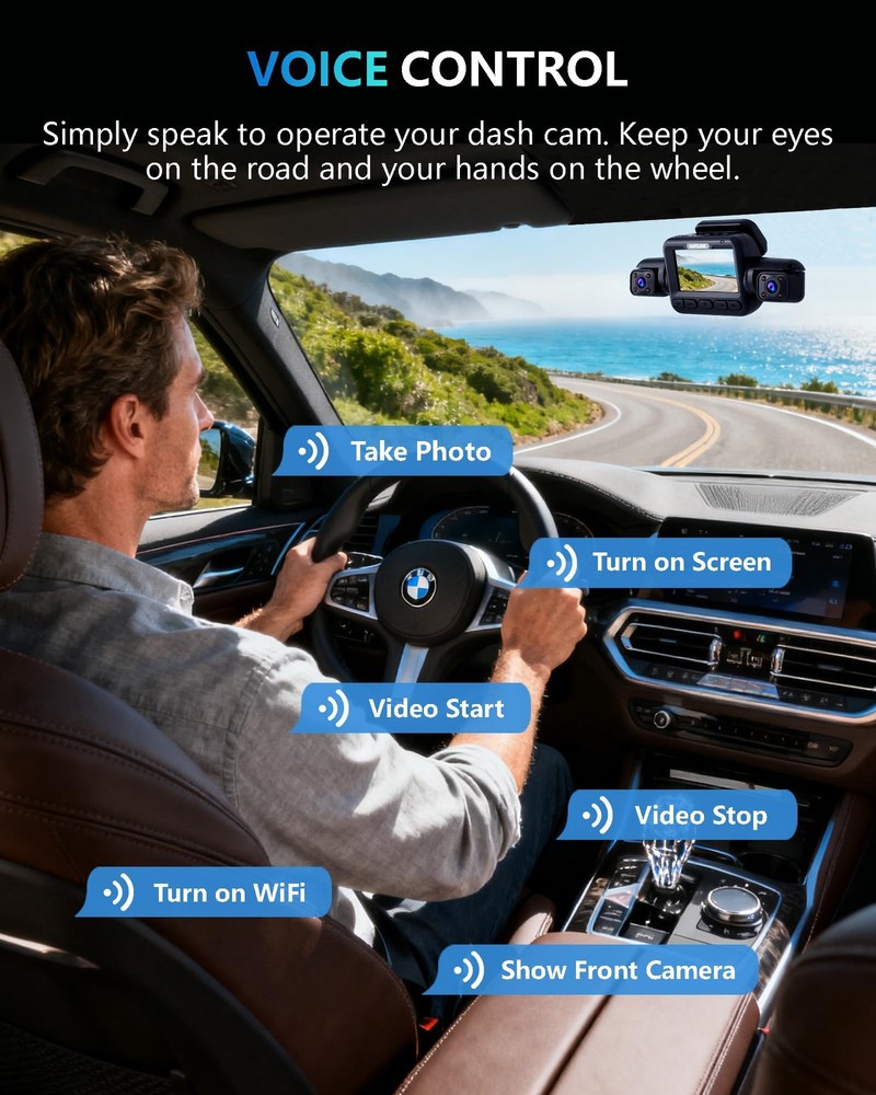 Dash Cam 4 Channel Front and Rear Inside, 360° Car Camera 4K UHD, Dash Camera...