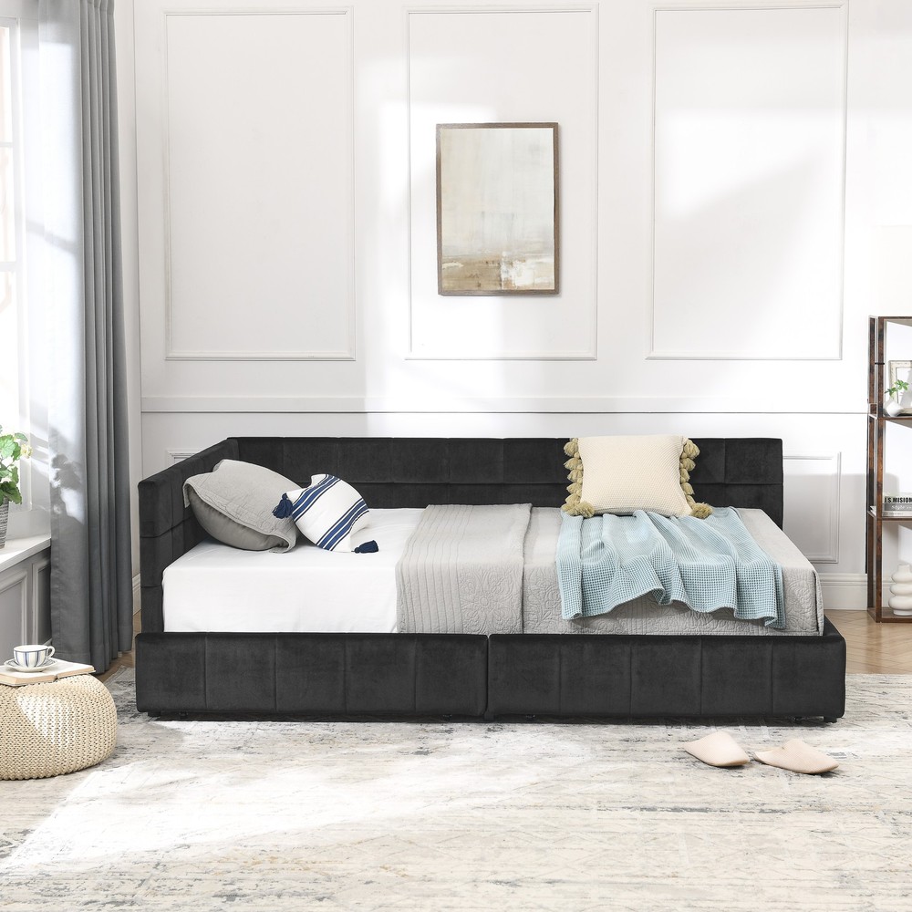 Full Size Storage Upholstered Tufted Bed Frame, Sofa Bed Frame with Comfortabl