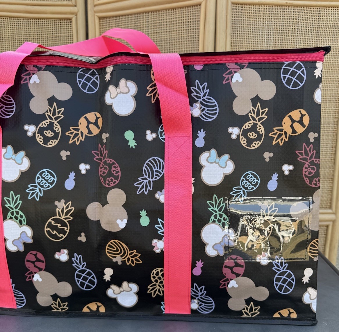 Buddha Mochi Black Disney Pineapple Mickey Large Storage Tote Bag Reusable NEW!