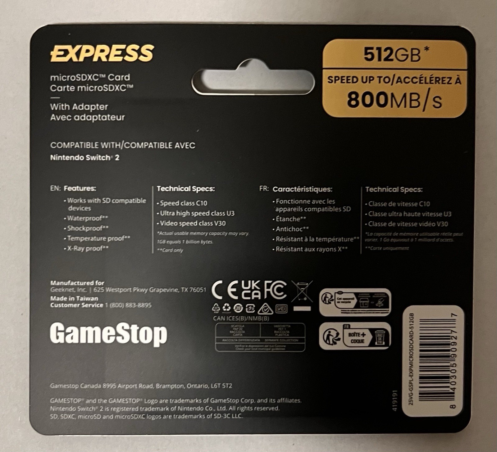 Nintendo Switch 2 GameStop 512GB Express Micro SD Card l SHIPS FAST
