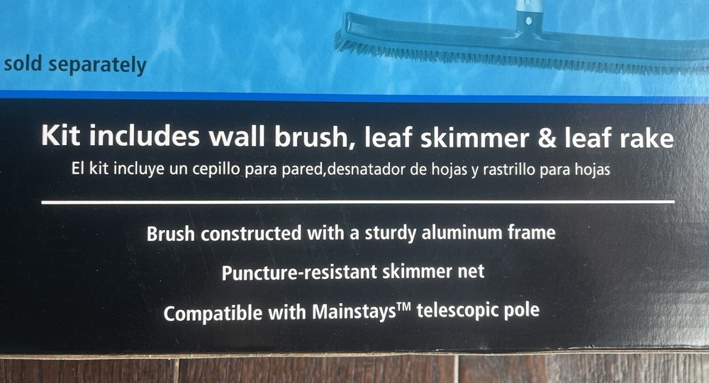 Mainstays Pool Maintenance Kit 2 Piece Wall Pool Brush Leaf Rake