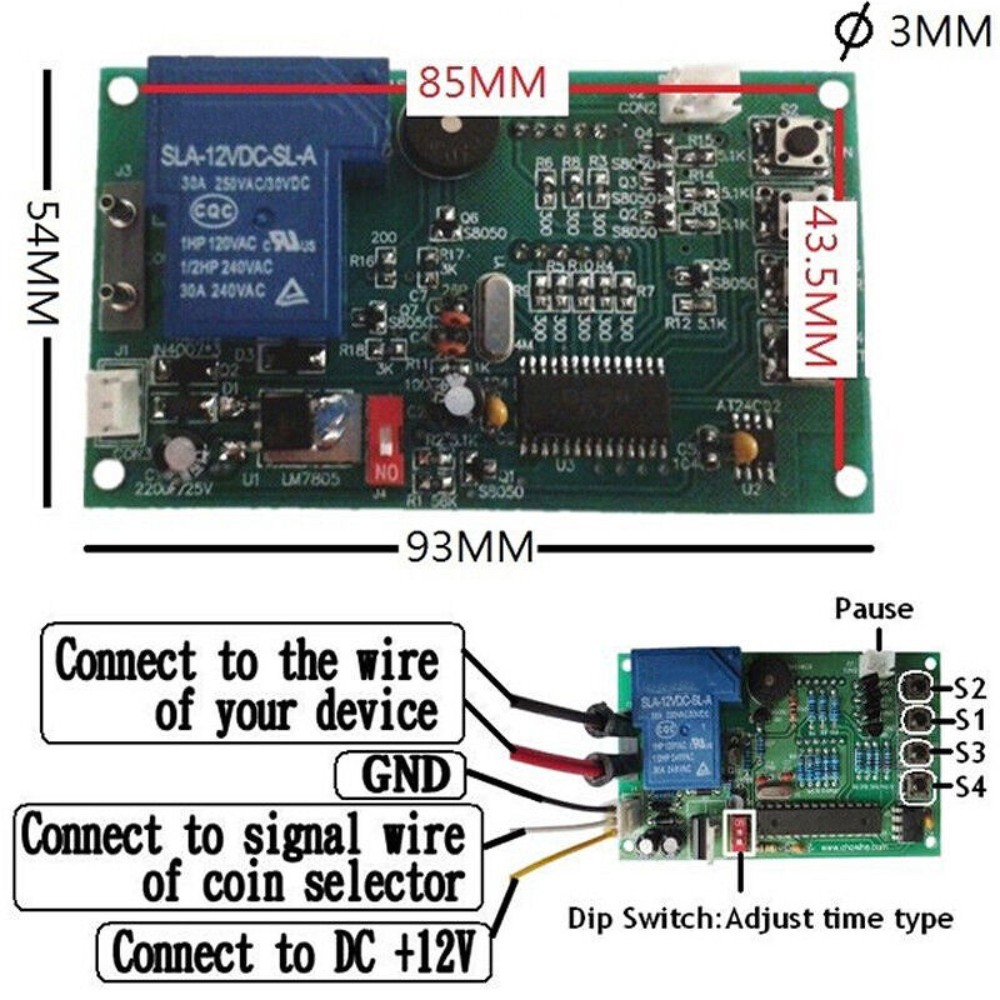 Digital Time Relay/Timer Control Board Power Supply For Arcade Vending Machine a