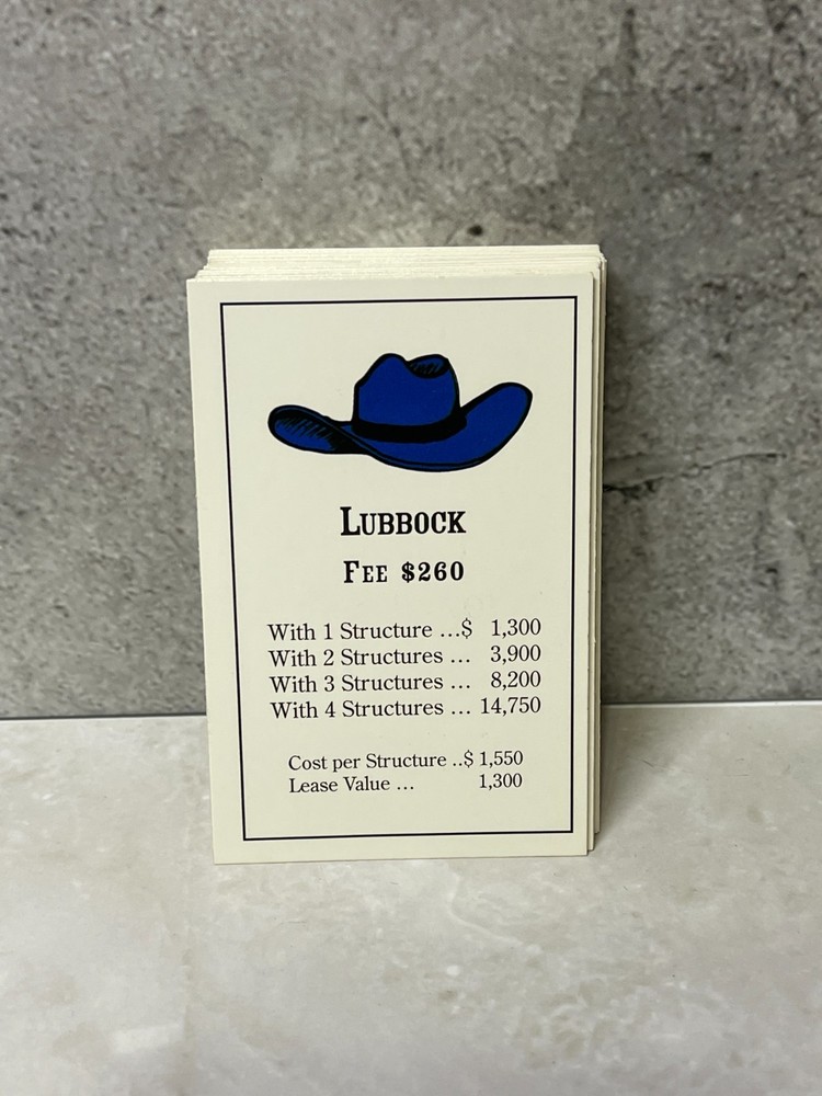 1996 TexOpoly Board Game (grey box) - Replacement Deed cards