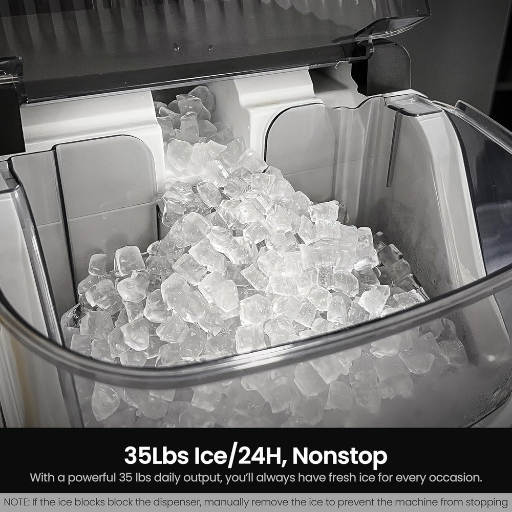 Portable Nugget Ice Maker Countertop Ice Machine 35lbs Self Cleaning