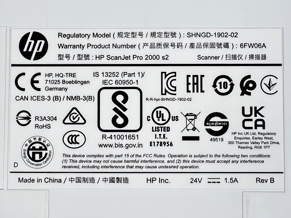 HP ScanJet Pro 2000 S2 Sheetfed Desktop Duplex Document Scanner w/AC Adapter