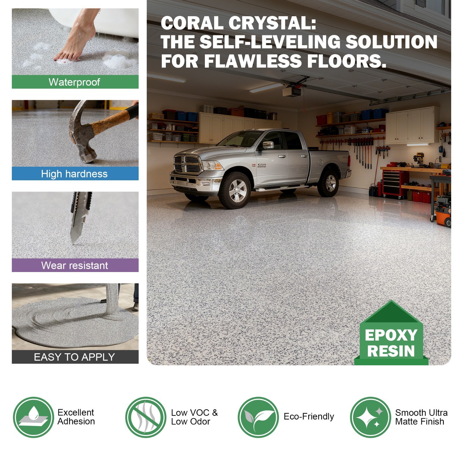 Self-leveling Epoxy Floor Paint, Epoxy Colored Sand Floor Paint for Concrete