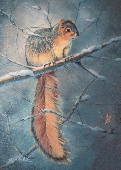 WINTER SQUIRREL on BRANCH by Sharon Sharpe!!