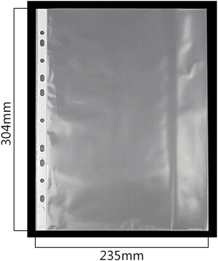 A4 Punched Pocket, 100 Pages/pack Transparent Document Folder Wallets Sleeves