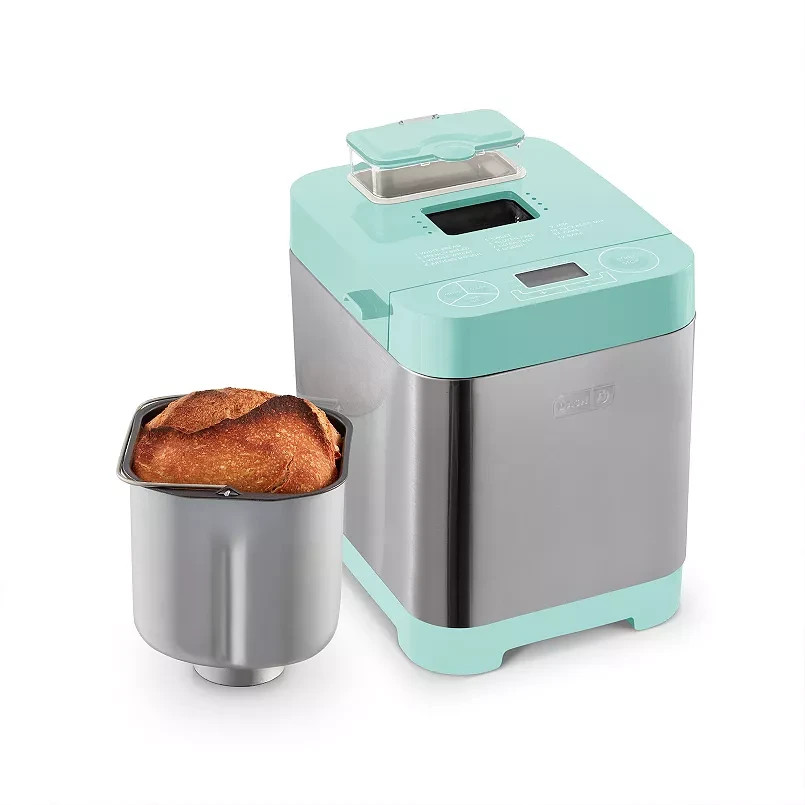 Dash Everyday Bread Maker (1.5Lb Capacity, 12 Presets, Aqua & Stainless) New