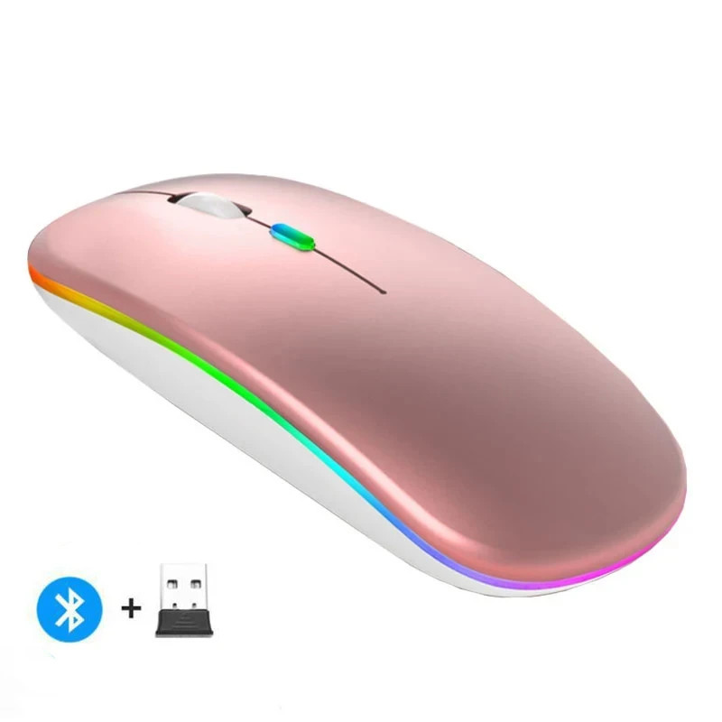 Wireless Mouse Rechargeable Silent LED Backlit Dual Mode 2.4G Bluetooth Optical