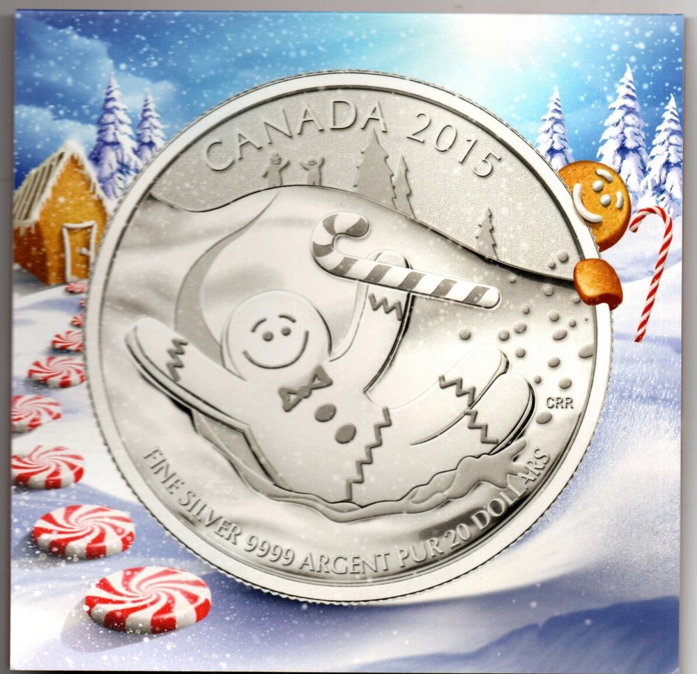 2015 Canada $20 Gingerbread Man Silver Coin .9999