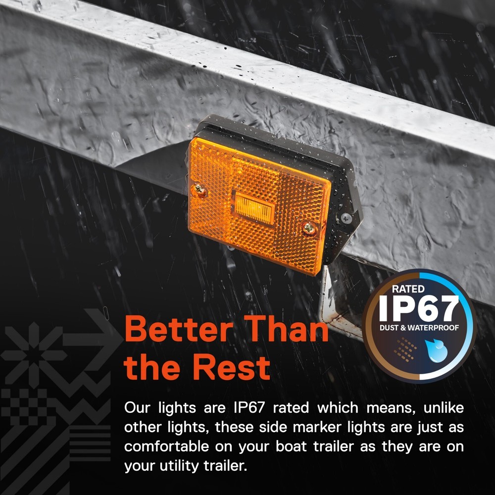 DOT Surface Mount Amber LED Side Marker Light for Utility Boat Trailers Over 80