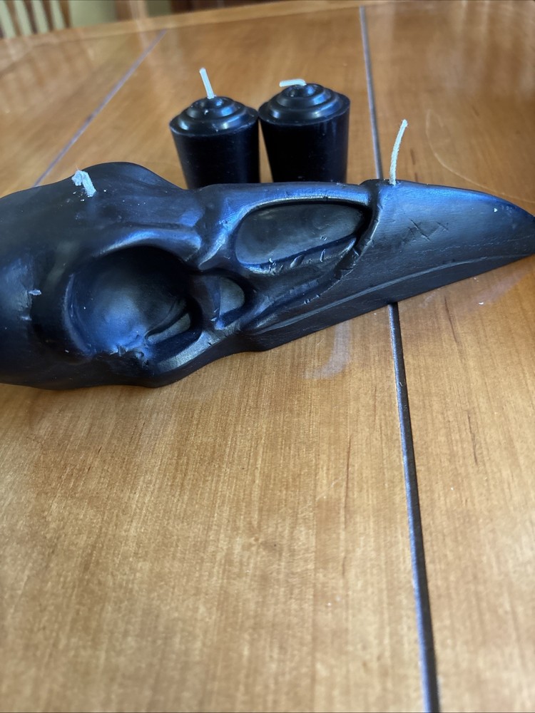 Raven Skull Candle Set