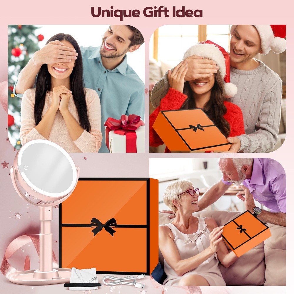 Makeup Mirror with Lights, 30X Magnifying, 64 LEDs - Adjustable Brightness