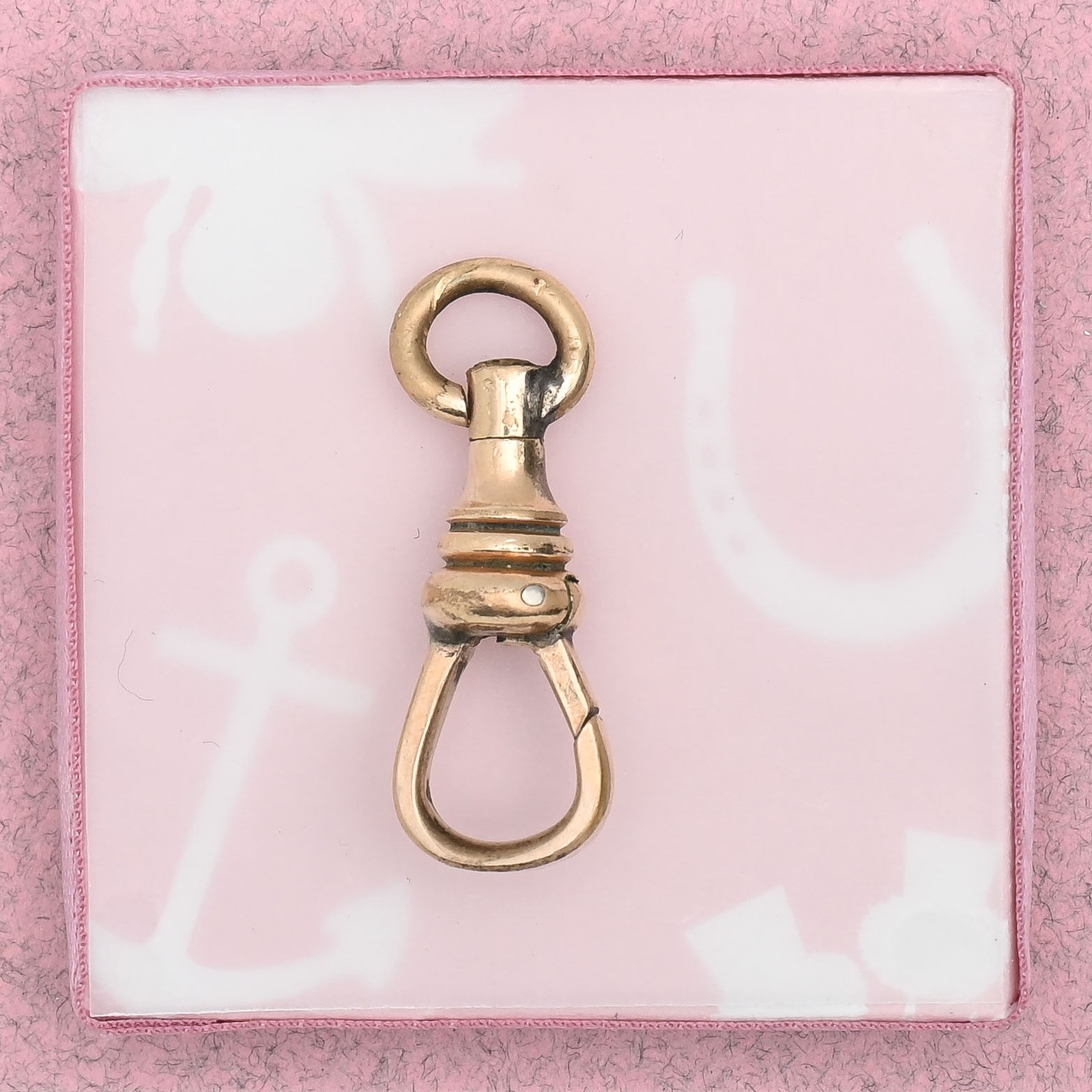 Antique Victorian Large Rose Gold Filled Dog Clip Lobster Clasp 4 Charm Pendant