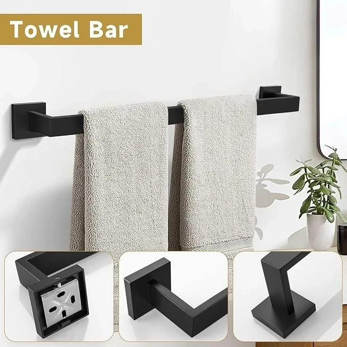 5-Piece Black Bathroom Accessory Sets Towel Rack Set Towel Bar Set Two hook