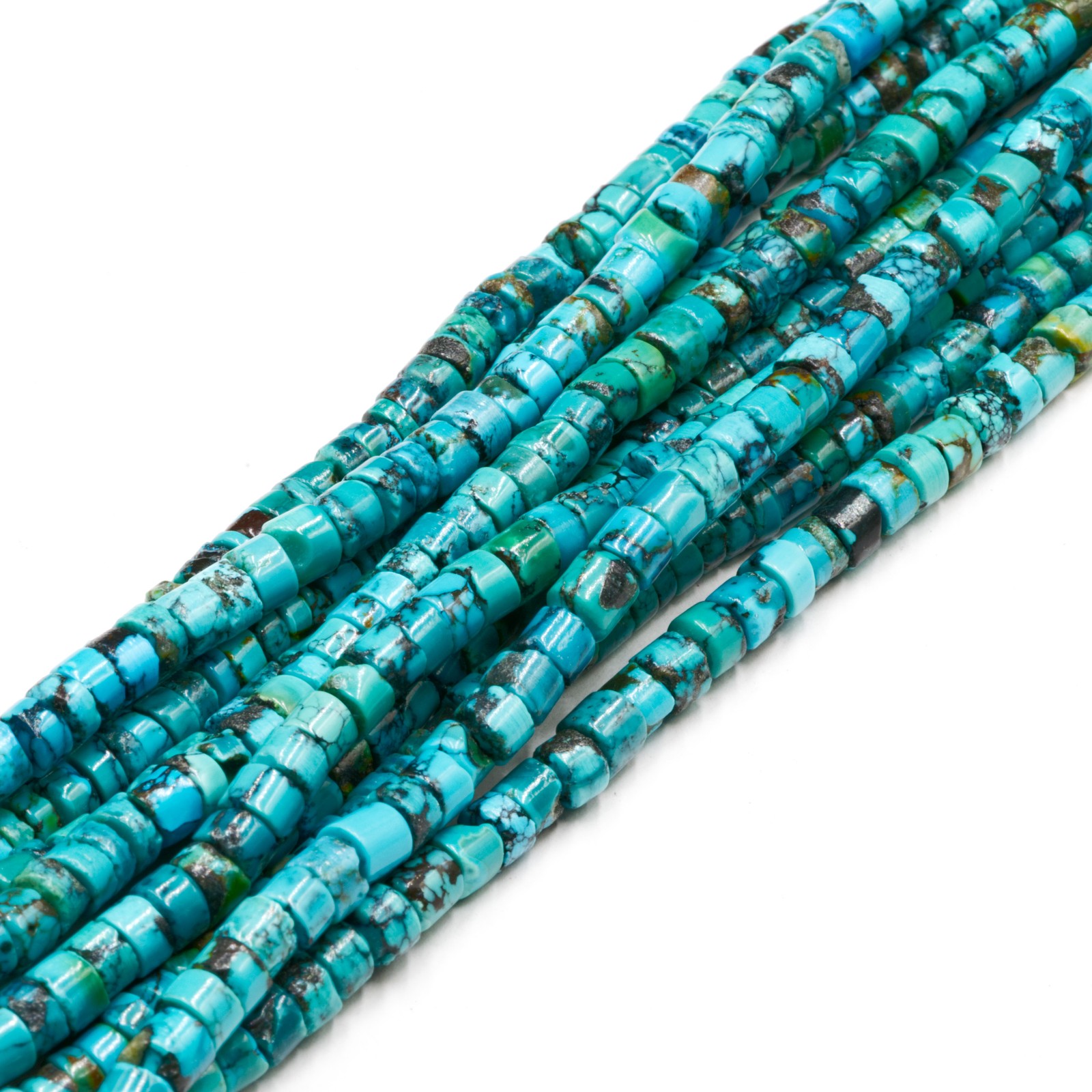 Natural Blue Turquoise Heishi Disk Beads Size 3-4 x 5-6mm 15.5'' Strand
