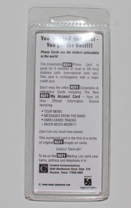 Vintage Sealed KISS Band OFFICIAL WORLDWIDE 1996-1997 TOUR PHONE CARD