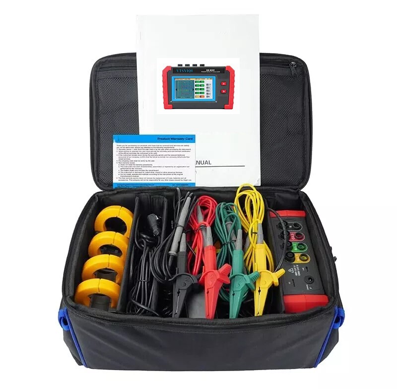 Portable Power Quality Analyzer with Current Clamp 0.10A~100A USB Interface