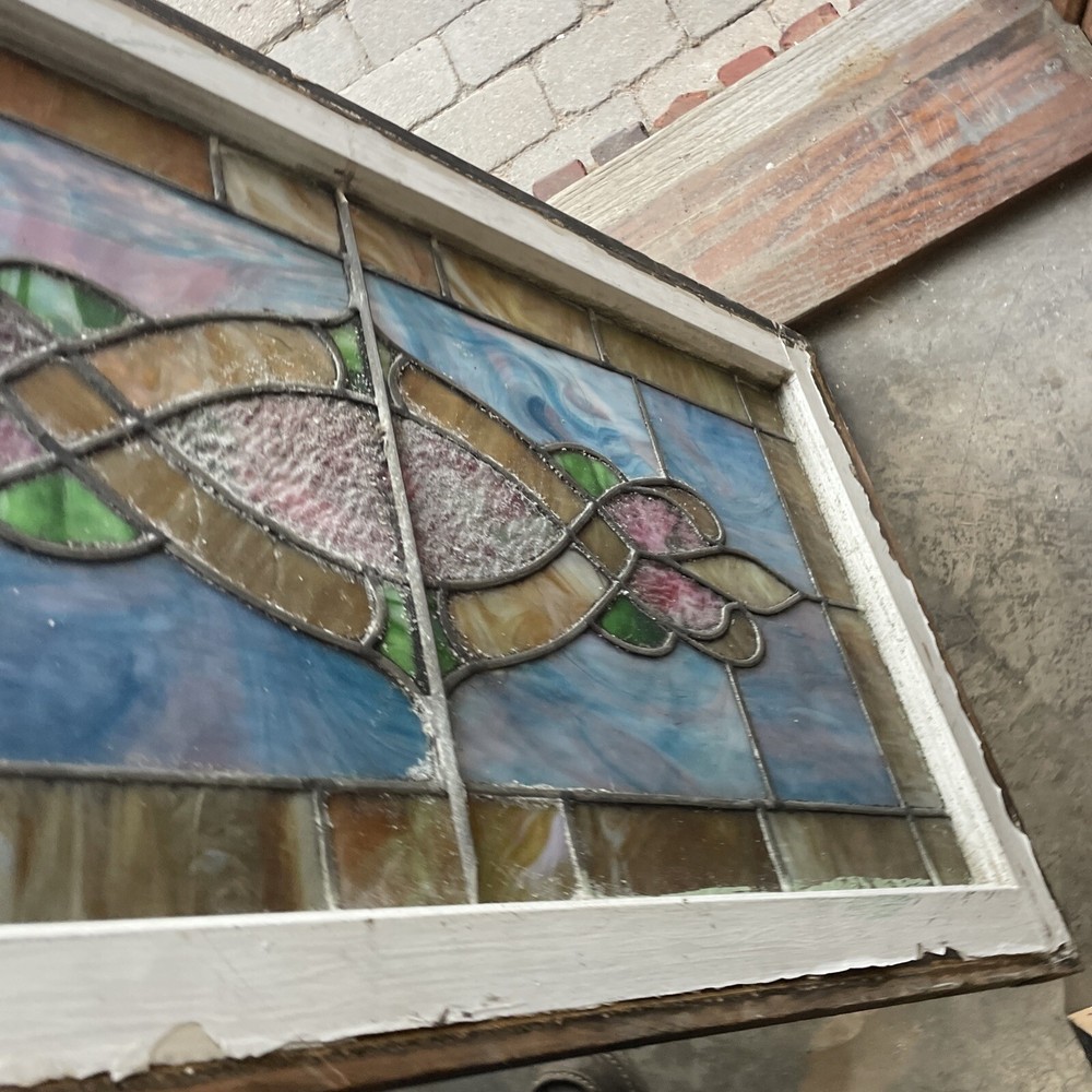 SG4695 antique Stainglass Window 23 x 40.5