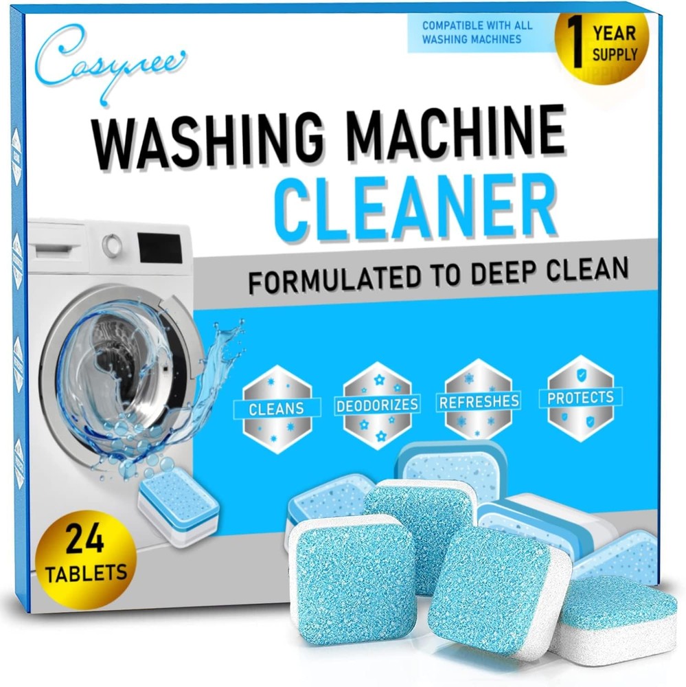 24 Washer Cleaner Tablets – Deep Cleans & Deodorizes All Washers, Removes