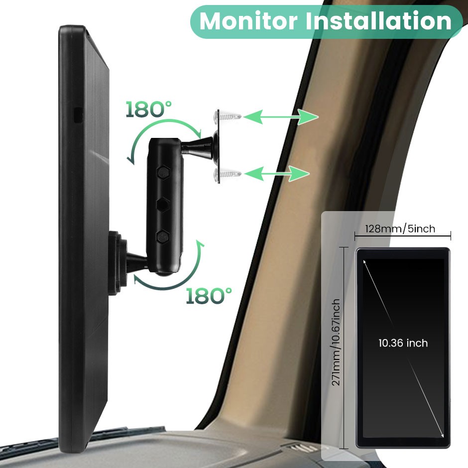 10.36" Truck Side View Camera System | 2CH Split Screen IR HD Night Vision DVR