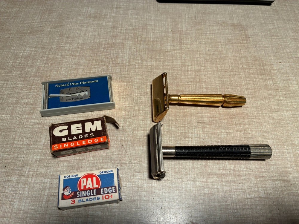 Schick Double Edge And Gem Micromatic Single Edge Razors With Vintage Blades