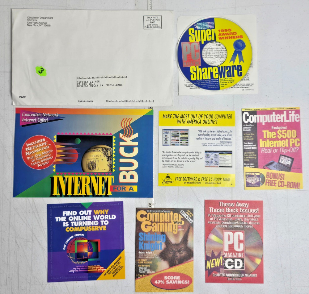 90s Internet Access CompuServe AOL Netscape Shareware CD Lot Vtg PC Games