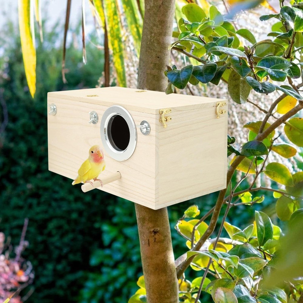Parakeet Nest Box Wood Parrot Nesting Breeding House Nesting Boxes for practical