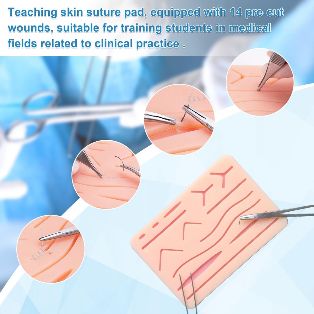 Suture Practice Kit,Silicone Suturing Pad with Wound Closure Trainer for Nurs...