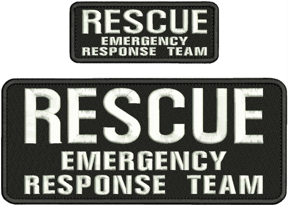 R E RESPONSE T  EMBROIDERY PATCH 4X10 AND 2X5 HOOK ON BACK WHITE ON BLACK