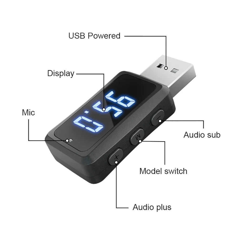 Bluetooth 5.4 Car Transmitter Receiver Handsfree Call USB Mini Wireless Audio