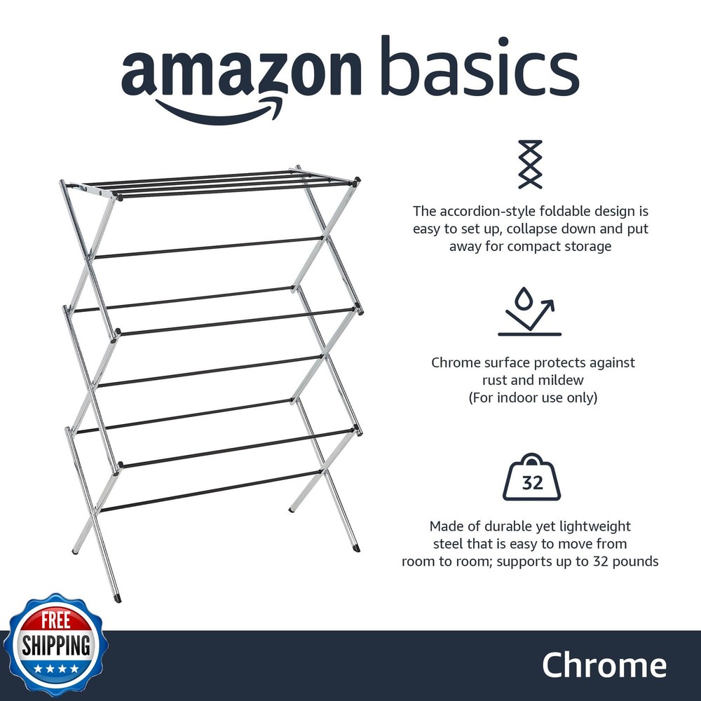 Amazon Basics Foldable Portable Laundry Drying Rack for Indoor Air Drying Clo