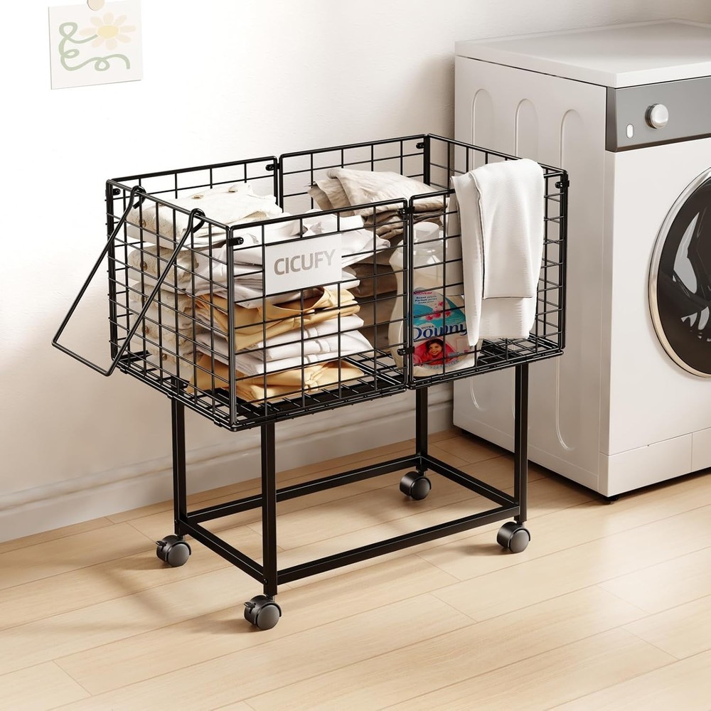 Multi-Functional 80L Wheeled Laundry Hamper with Breathable Design and Handle