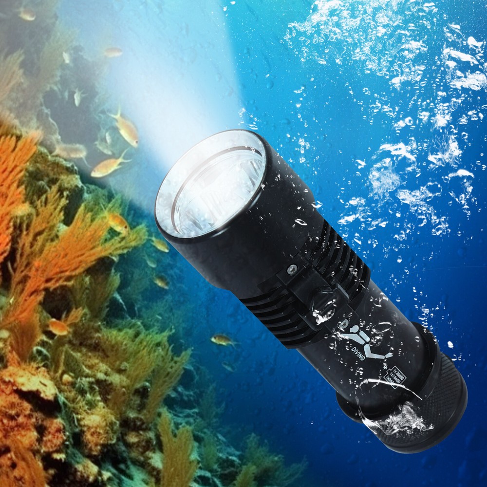 Submersible Flashlight, LED Dive Light, Waterproof Compact Bright Diving Torch