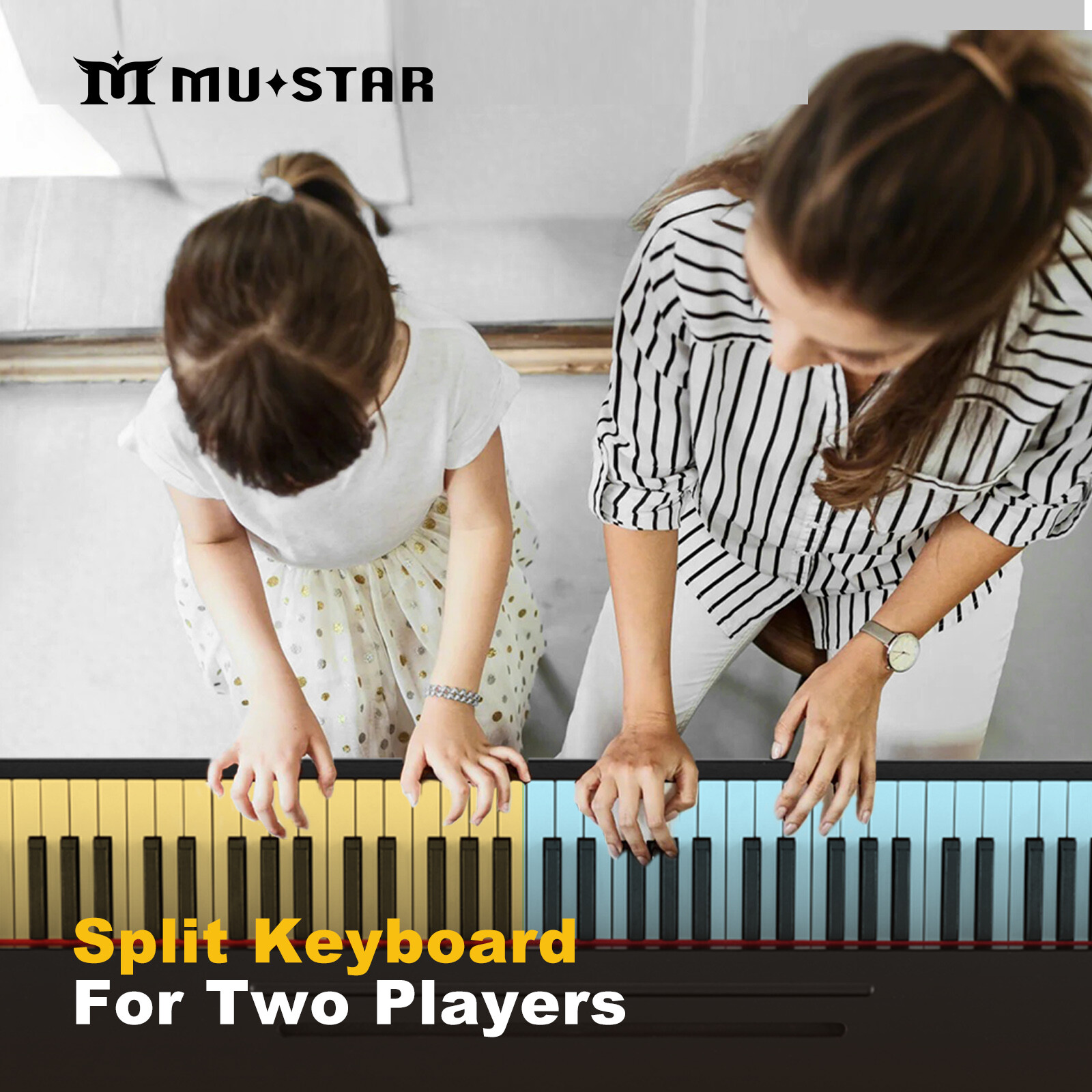 MUSTAR 88-Key Semi Weighted Digital Piano with MIDI, Triple Pedal