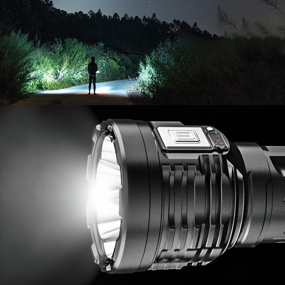 Super Bright LED Tactical Flashlight USB Rechargeable Work Light COB Side Light